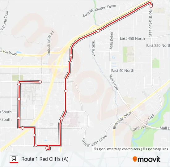 ROUTE 1 RED CLIFFS (A) Bus Line Map