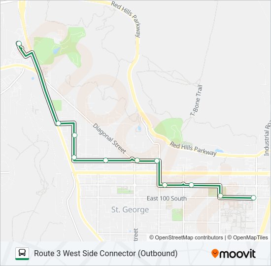 ROUTE 3 WEST SIDE CONNECTOR (OUTBOUND) Bus Line Map