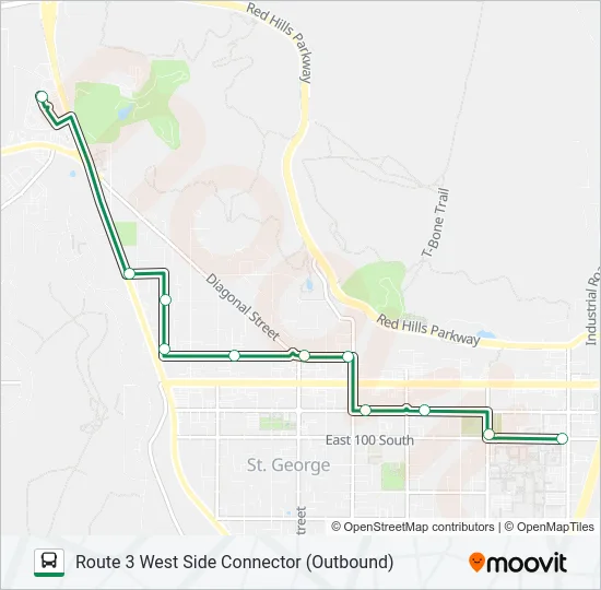 ROUTE 3 WEST SIDE CONNECTOR (OUTBOUND) Bus Line Map