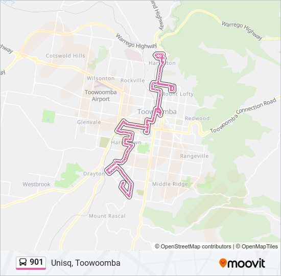 Toowoomba Map Street View 901 Route: Schedules, Stops & Maps - Uni Of Southern Qld, Toowoomba  (Updated)