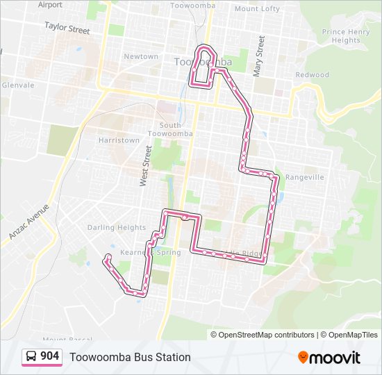 Toowoomba Map Street View 904 Route: Schedules, Stops & Maps - Toowoomba Bus Station (Updated)