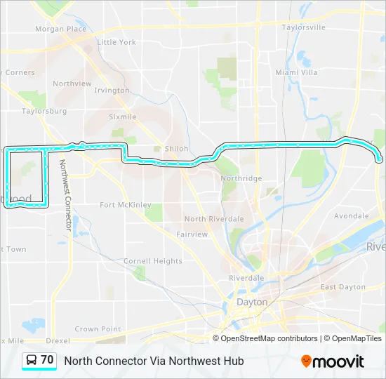 70 Bus Line Map