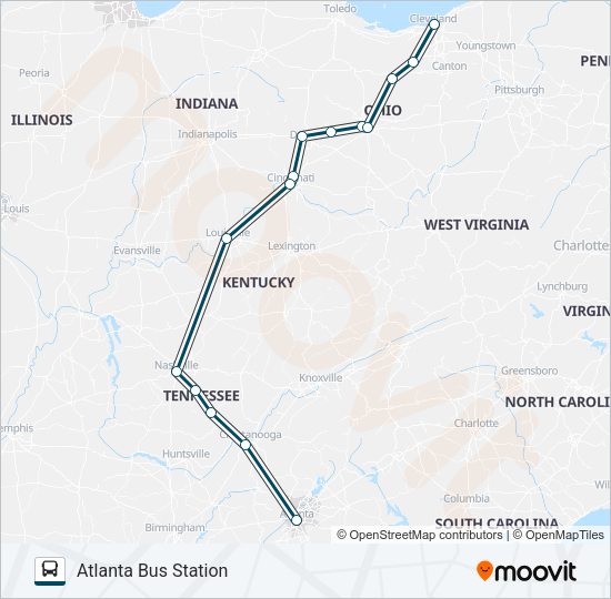 GREYHOUND US0105 Bus Line Map