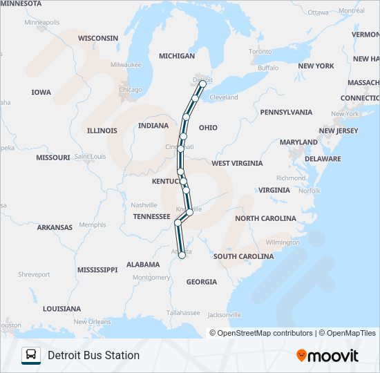 GREYHOUND US0110 Bus Line Map