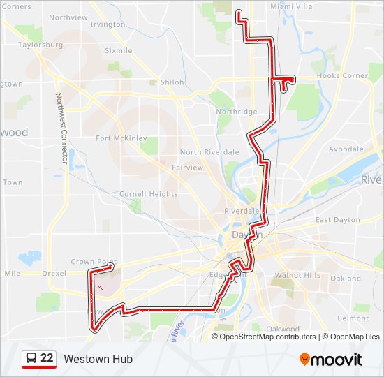 22 bus Line Map