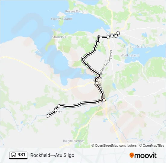 Plan de la ligne 981 de bus