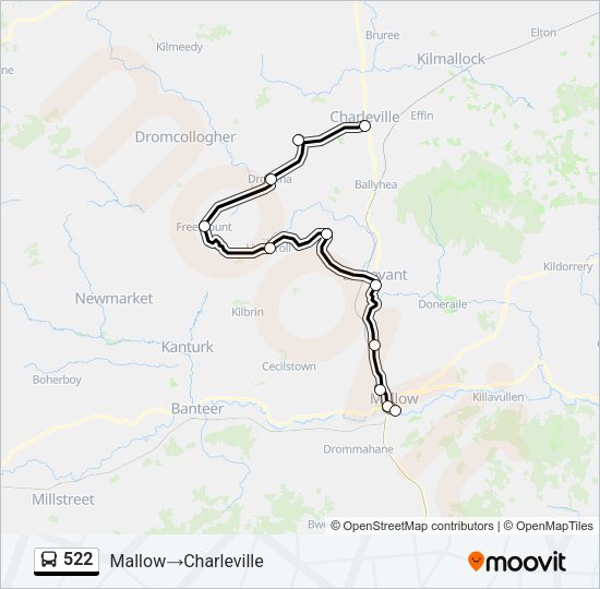 522 Bus Line Map