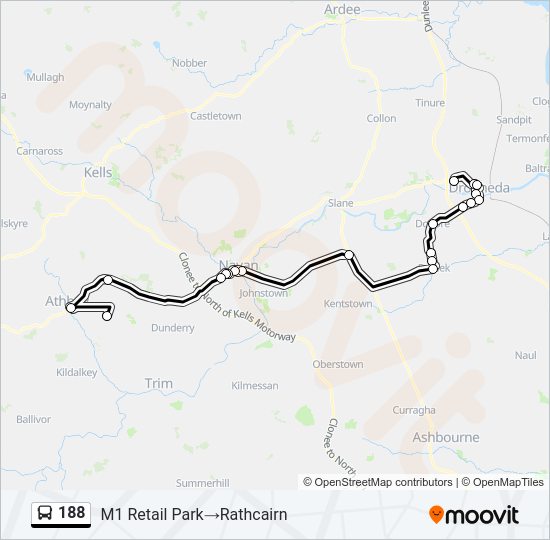 Plan de la ligne 188 de bus