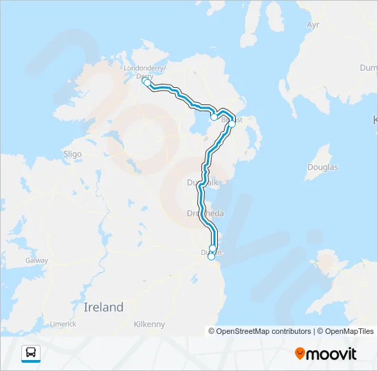 DERRY, FOYLESIDE COACH PARK - THE GRESHAM HOTEL Bus Line Map