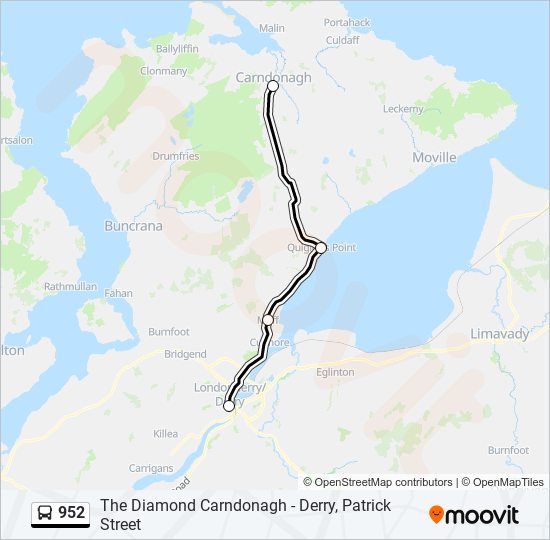 Plan de la ligne 952 de bus