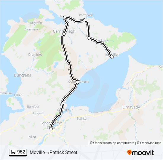 Plan de la ligne 952 de bus