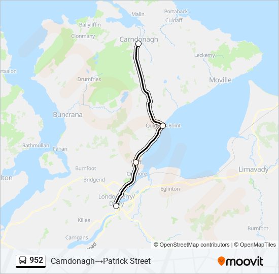 952 bus Line Map