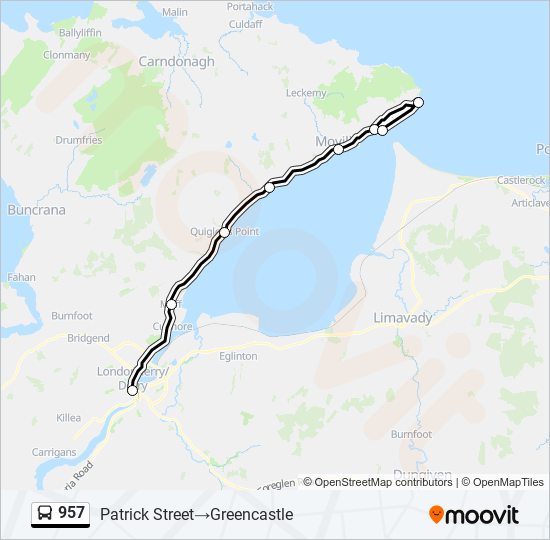 957 bus Line Map