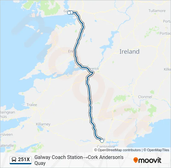 251X Bus Line Map