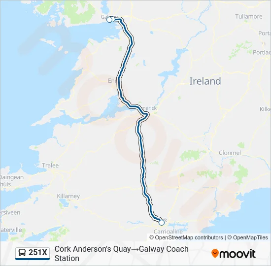 251X Bus Line Map
