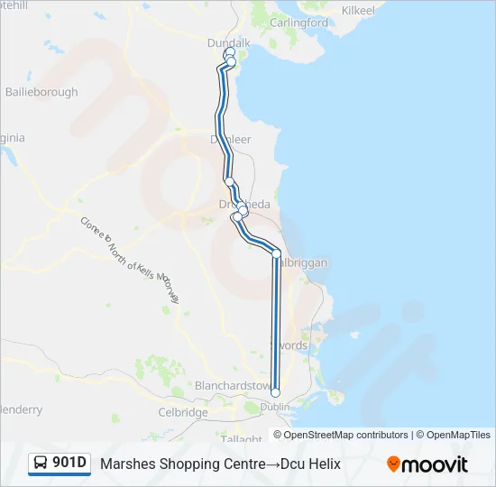 901D Bus Line Map