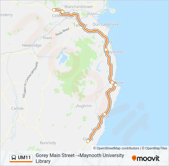 Plan de la ligne UM11 de bus