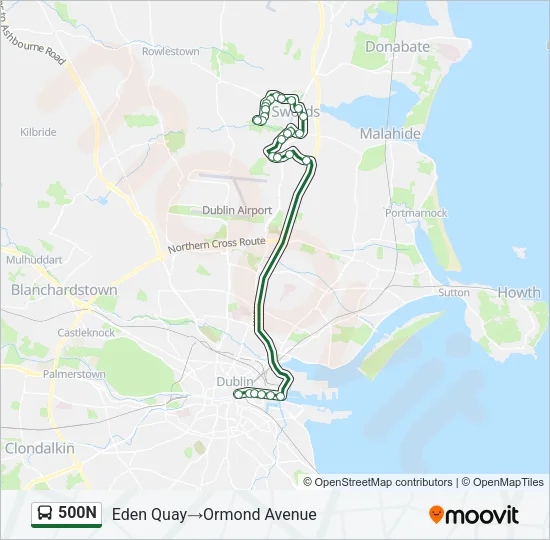 500N Bus Line Map