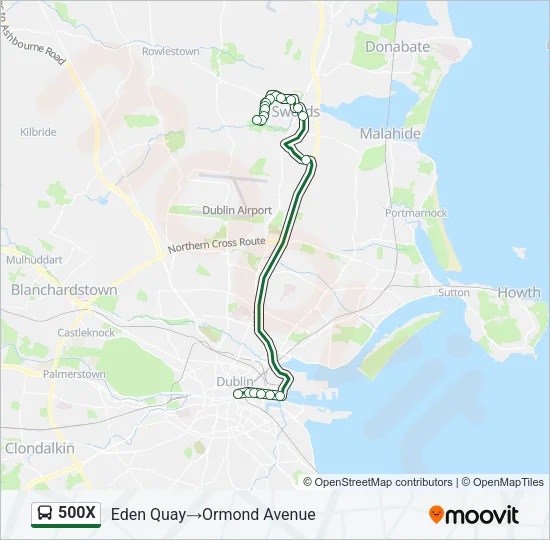 500X Bus Line Map