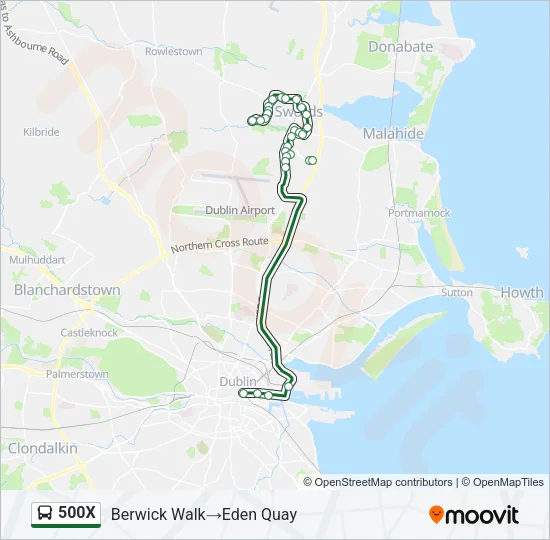500X Bus Line Map