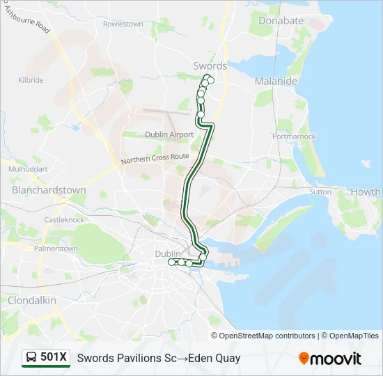 501X Bus Line Map