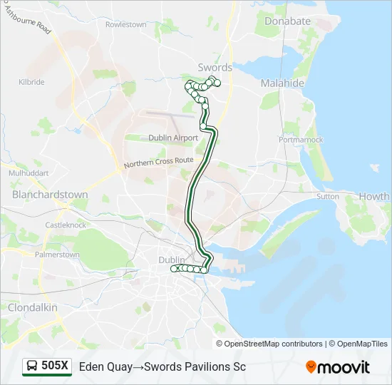 505X Bus Line Map