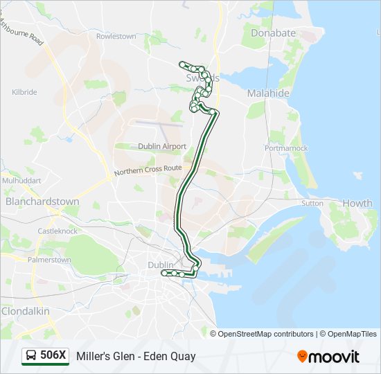 506X bus Line Map