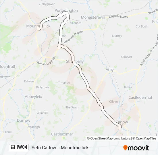 Plan de la ligne IW04 de bus