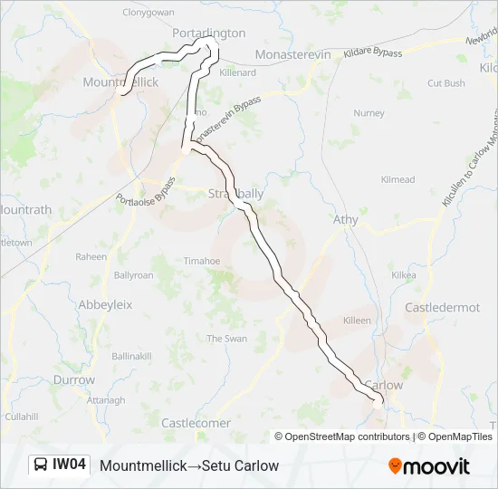 Plan de la ligne IW04 de bus