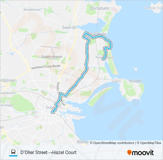DUBLIN CITY SOUTH, D'OLIER STREET - PORTMARNOCK, STRAND ROAD (ST.ANNE'S ESTATE) bus Line Map