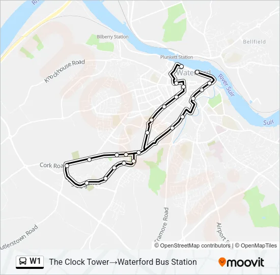 W1 Bus Line Map