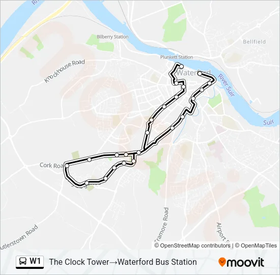 W1 Bus Line Map