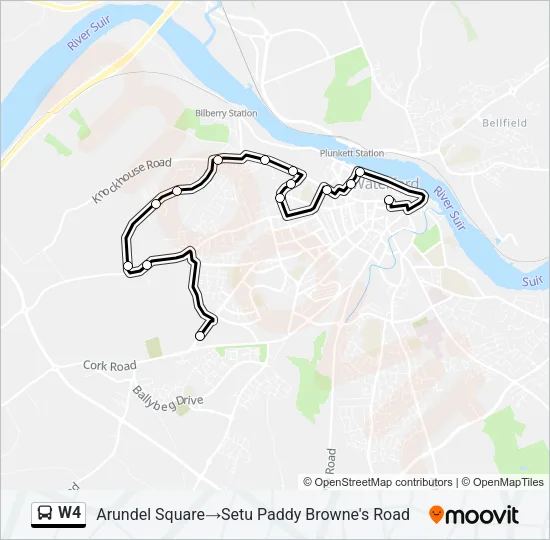 W4 Bus Line Map