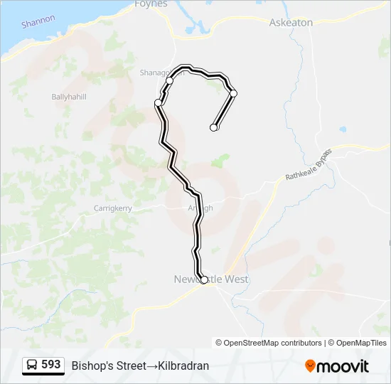 593 Bus Line Map
