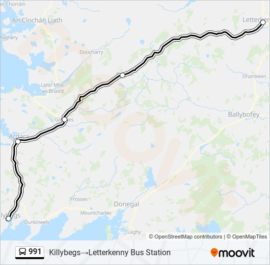 991 Route Schedules, Stops & Maps Killybegs‎→Letterkenny Bus Station