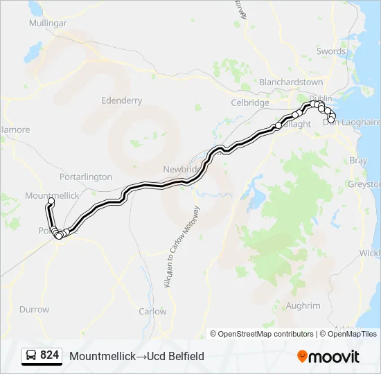 Plan de la ligne 824 de bus