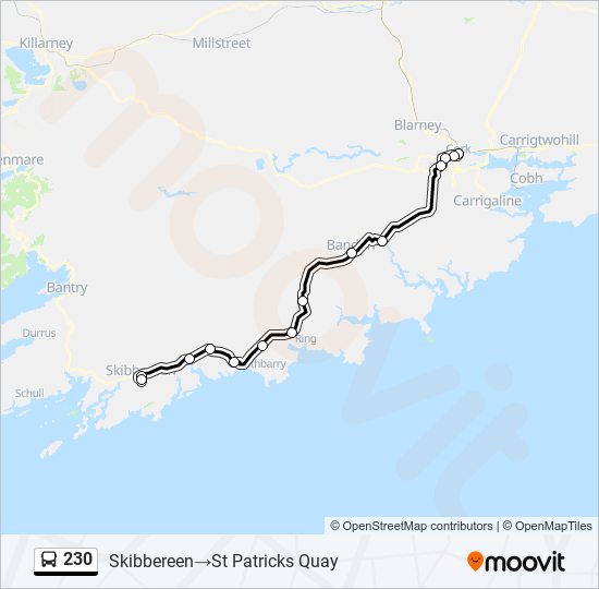 230 bus Line Map