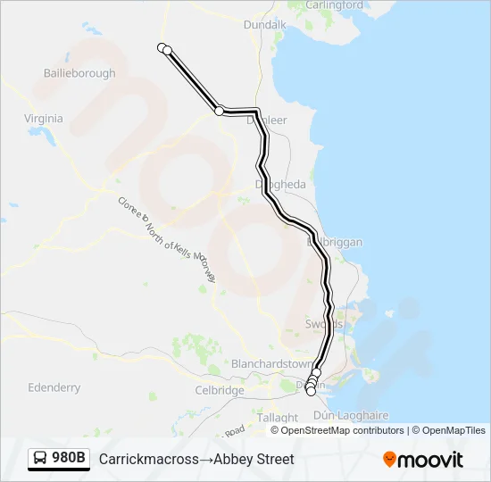 980B Bus Line Map