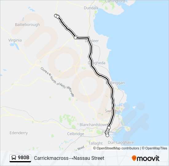 980B bus Line Map