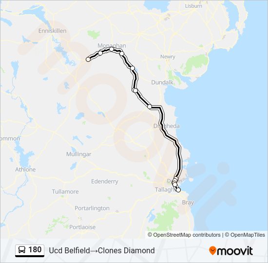 180 bus Line Map