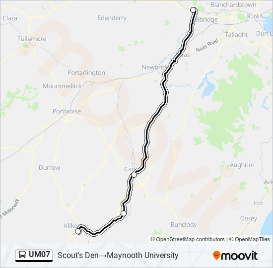 Plan de la ligne UM07 de bus