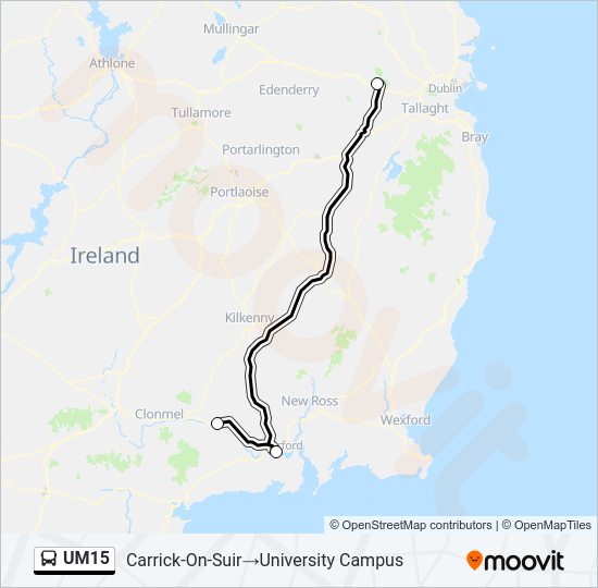 UM15 bus Line Map