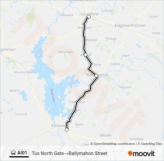 Plan de la ligne AI01 de bus