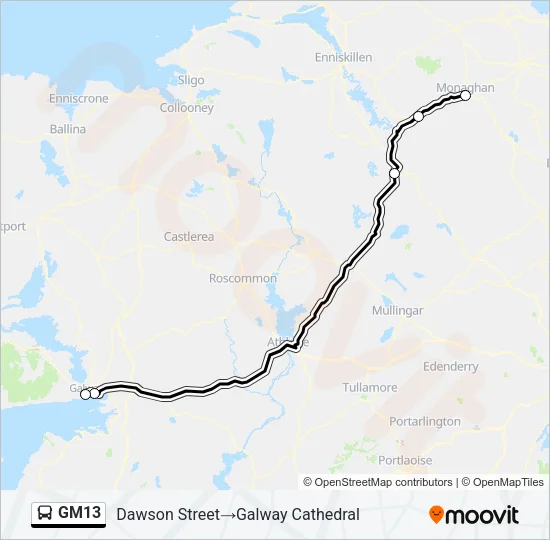 Plan de la ligne GM13 de bus
