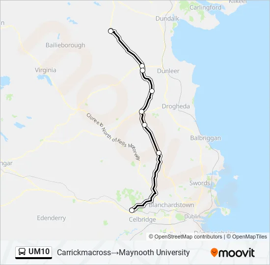 UM10 Bus Line Map