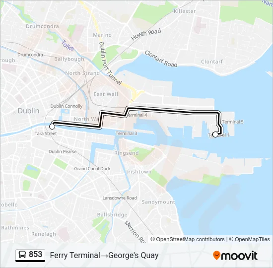853 Bus Line Map