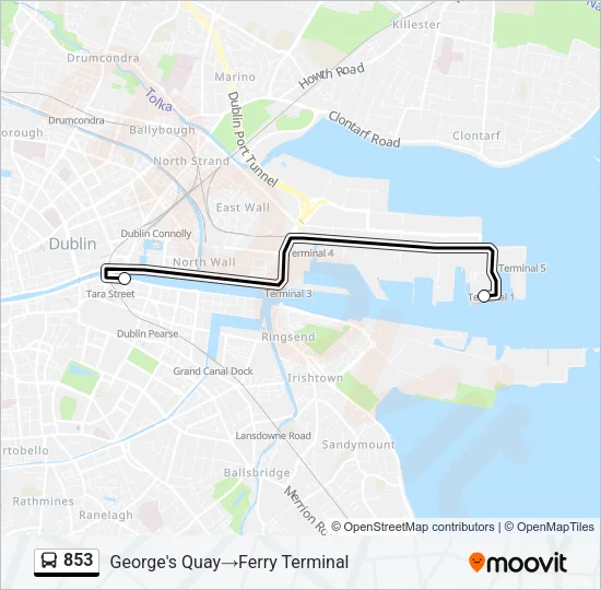 853 Bus Line Map