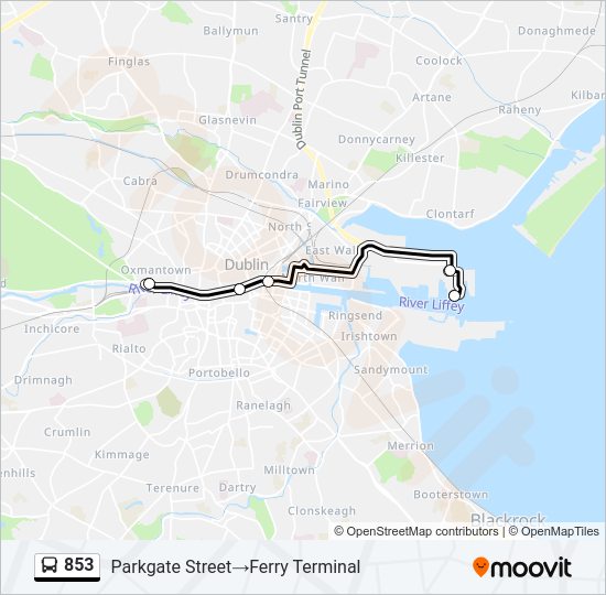 853 bus Line Map