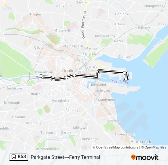 853 Bus Line Map