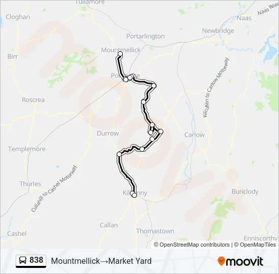 838 Bus Line Map